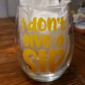 Handmade, stemless wine glass.